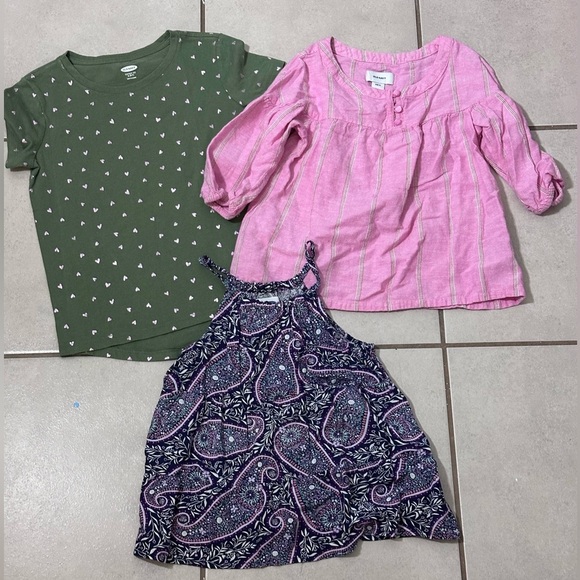 Old Navy Girls Kids Floral/Stripe Blouses Pink size S(6-7). - Picture 1 of 6